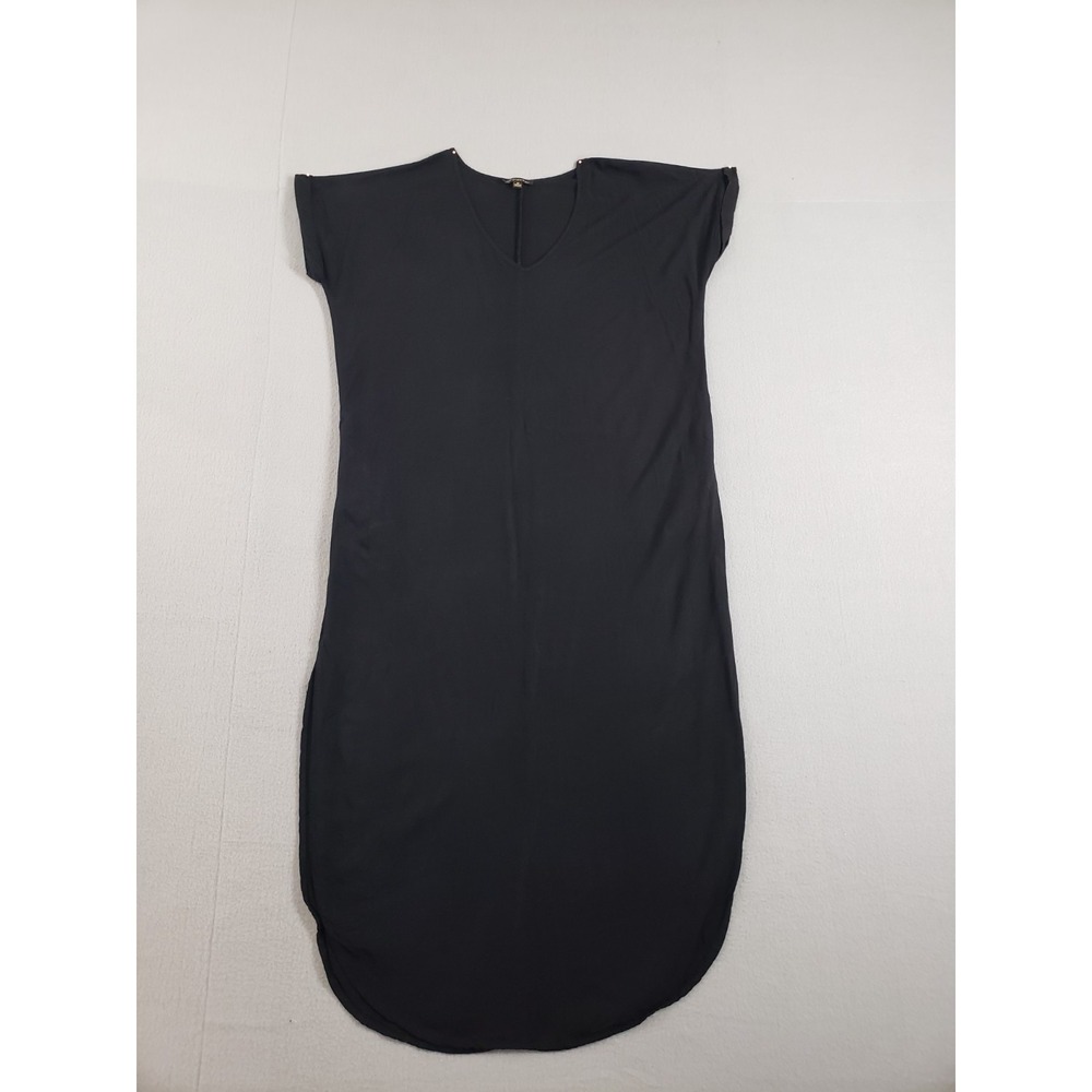 Shinestar Women T Shirt Dress M Black Cap Sleeve High Low Hem Loose Fit Cocktail